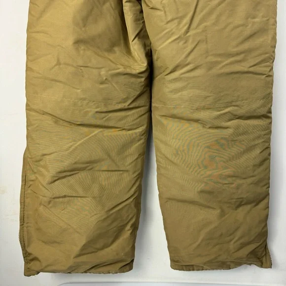 Vtg Eddie Bauer Mens Goose Down Bib Overalls Sz S/M Tan Khaki